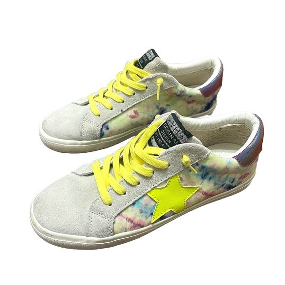 Vintage Havana Women's US VH Rainbow Sneakers Tie Dye Yellow Star Rare Size 8.5 - Picture 1 of 9